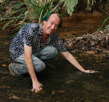 Patrick Blanc with Cryptocoryne nurii, Johore,  Malaysia, Oct. 2010