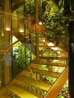 Boutique M+F Girbaud Paris, staircase transparency at night
