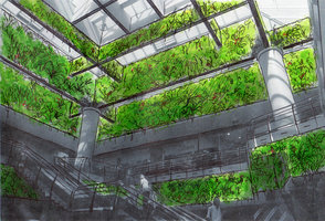 Les Paravents Suspendus, project by Patrick Blanc, Creteil Soleil, July 2001