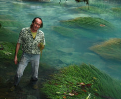 Patrick Blanc in a stream with Isoetes, Tenorio, Costa Rica