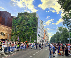 Caixa Forum vertical garden by Patrick Blanc in Madrid on 1st July 2023, thus 16 years after plant installation, photo by Douglas Tavaresliboa