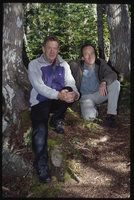 Gilles Clement and Patrick Blanc in forest, Quebec, Sept. 2001