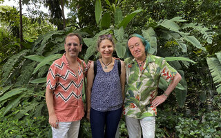 Jana Skornickova with Patrick Blanc and Pascal Heni in the Ginger part of the Botanic Gardens, Singapore, March 2022