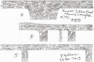 Koweit International Tennis Complex, KITC, part of the 410 m long Vertical Garden Design by Patrick Blanc