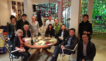 Lee Seow Hiang and his Singapore Changi Airport team, Jacqueline and Henri Boiffils, during a friendly meeting at Patrick Blanc and Pascal Heni jungle home, 29th  March 2019