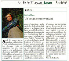 Le Point, Sept. 2001, Patrick Blanc at the Pershing Hall
