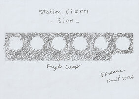 Ouest façade of the Oiken station in Sion, plant design by Patrick Blanc