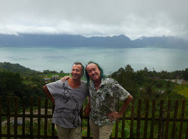 Pascal Heni and Patrick Blanc above the Maninjau lake, West Sumatra, Dec. 2016