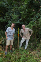 Pascal Heni, Patrick Blanc and a fruiting Amorphophallus paeoniifolius, Kui Buri NP, Thailand, Dec 2015