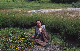 Patrick Blanc among aquatic plants, during the preparation of the FAAP exhibition, Ceara, Brazil, Feb. 2004