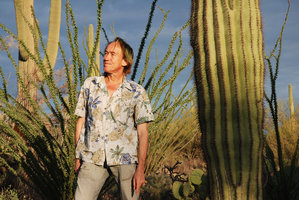 Patrick Blanc among Fouquieria splendens and Carnegiea gigantea, Saguaro NP, Arizona, Feb. 2010