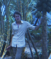 Patrick Blanc among sugar canes and papaya, Penang, Malaysia, Aug. 1972