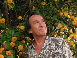 Patrick Blanc among the fruiting Pereskia bleo, Queen Sirikit Botanical Garden, Chiang Mai, Thailand, Nov. 2013