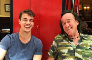 Patrick Blanc and a Brasilian student at the restaurant Le Comptoir, Paris, France, Aug. 2019