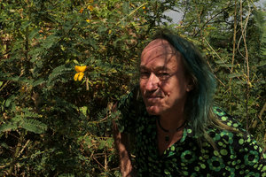 Patrick Blanc and Aeschynomene elaphroxylon along the lake shore, Lake Malawi NP, Aug. 2017