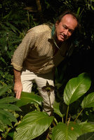 Patrick Blanc and a flowering Tacca chantrieri, Khao Sok NP, Thailand, Dec 2015