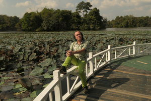 Patrick Blanc and a lotus pond, Hlawga NP, Yangon, Myanmar, Dec. 2017