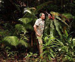 Patrick Blanc and Alpinia pulchra, Tenaru Falls, Guadalcanal, Solomon Islands, Sept. 2019