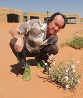 Patrick Blanc and a shrubby Convolvulus, Riyadh province, Saudi Arabia, March 2013