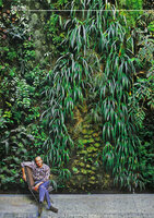 Patrick Blanc and cascading Iris japonica at the Pershing Hall, Paris, Nov. 2001