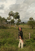 Patrick Blanc and Colpothrinax wrightii, Valle de Vinales, Cuba, Feb.2017