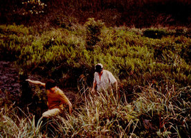 Patrick Blanc and Francis Halle coming back from a field trip in swamps, Khao Yai NP, Thailand, March 1983