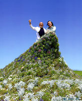 Patrick Blanc and Fumiaki Takano at the top of the Lady Dress Garden, Hokkaido Garden Show, Japan, July 2015