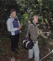 Patrick Blanc and Gilles Clement in forest, Quebec, Sept. 2001