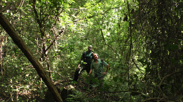 Patrick Blanc and his guide Yusto, Udzungwa NP, Tanzania, Jan.2021
