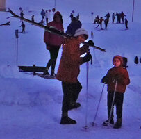 Patrick Blanc and his mother ready to ski, Jan. 1959
