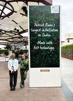 Patrick Blanc and Jahir Basheer at the inauguration of the Tiger Wings vertical garden, Bangalore airport, Nov. 2024