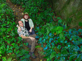 Patrick Blanc and Noémie Vialard among Begonia pavonina, Cameron Highlands, Malaysia, March 2014
