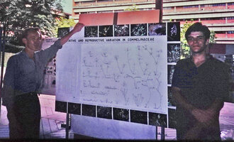 Patrick Blanc and Olivier Ezavin with their poster on growth habits in Commeleinaceae, UKM, Bangi, Malaysia, Aug. 1987