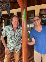 Patrick Blanc and Pascal Héni around Phelsuma grandis in a hotel close to Montagne d'Ambre, Madagascar, Aug. 2024