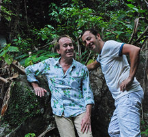 Patrick Blanc and Pascal Heni happy just after discovering the new Begonia blancii, El Nido, Palawan, Philippines, Feb. 2009