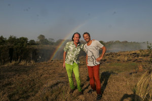 Patrick Blanc and Pascal Heni just above the Victoria Falls, Zambia, Sept. 2017