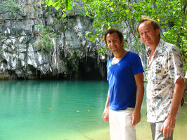 Patrick Blanc and Pascal heni just after discovering the yet undescribed Begonia taraw on the cliffs at the river cave entrance, PPSRNP, Palawan, Philippines, Feb. 2009