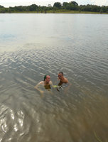 Patrick Blanc and Pascal Heni observing Eriocaulon melanocephalum, Lagos de Menegua, Puerto Lopez, Meta, Colombia, Oct. 2016
