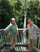 Patrick Blanc and Pascal Heni on the canopy walkway, Danum Valley, Sabah, Borneo, July 2022