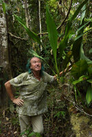 Patrick Blanc and the epiphytic Ludovia lancifolia fallen in a treefall gap, Tarapoto lake, Leticia, Colombia, Nov. 2016
