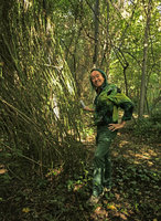 Patrick Blanc and the numerous high climbing stems of Rosa moschata, Botanical Garden,Tehran, Iran, Sept. 2017