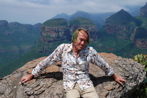 Patrick Blanc and the Three Rondavels, Blyde River Canyon, South Africa, Dec 2008