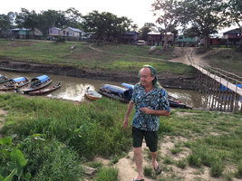 Patrick Blanc approaching a clump of the aquatic Limnocharis flava, Leticia, Colombia, Nov. 2016