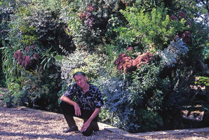 Patrick Blanc at the base of his Vertical Garden, Chaumont-sur-Loire, June 1994