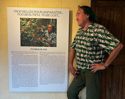 Patrick Blanc at the inauguration of his exhibition Trop Belles pour Disparaître, Serre de la Madone, Menton, June 2024