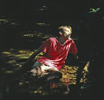 Patrick Blanc bathing in a forest stream, Campo, Cameroun, Sept. 1991