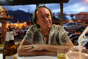 Patrick Blanc before climbing at the limestone cliffs, Phang Nga, Thailand, May 2015