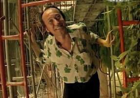 Patrick Blanc checking the final plant installation on the vertical gardens at Siam Paragon just before the Grand Opening, Dec. 2005