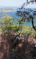 Patrick Blanc climbing to the top of an inselberg, Lake Malawi NP, Aug.2017
