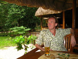 Patrick Blanc drinking a beer, Andaman, March 2008
